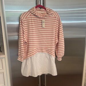 Pilcro Pink and White Striped Top